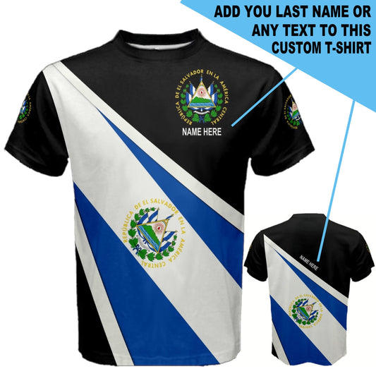 Custom Name El Salvador Flag Coat of Arms Men's & Kids T-shirts