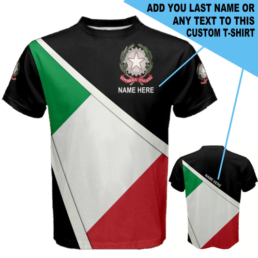 Custom Name Italy Flag Coat of Arms Men's & Kids T-shirts