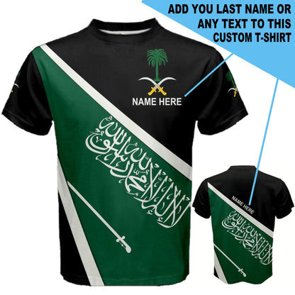 Custom Name Saudi Arabia Flag Coat of Arms Men's & Kids T-shirts