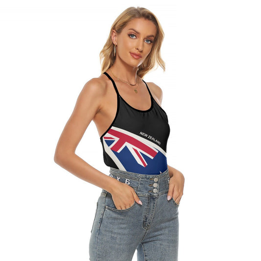 NEW ZEALAND Flag Women's Criss-Cross Open Back Tank Top