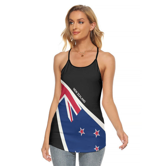 NEW ZEALAND Flag Women's Criss-Cross Open Back Tank Top