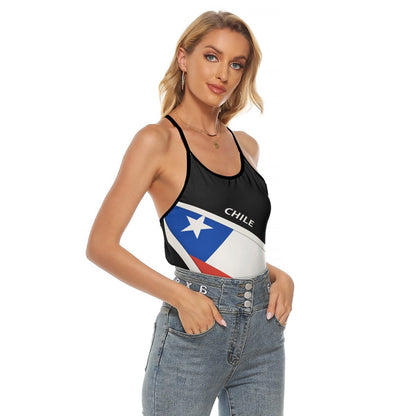 Chile Flag Women's Criss-Cross Open Back Tank Top