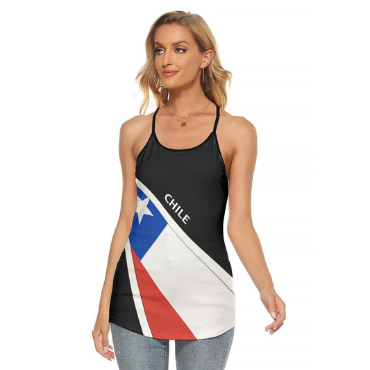 Chile Flag Women's Criss-Cross Open Back Tank Top