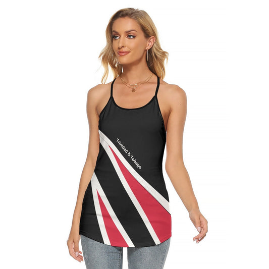 Trinidad & Tobago Flag Women's Criss-Cross Open Back Tank Top