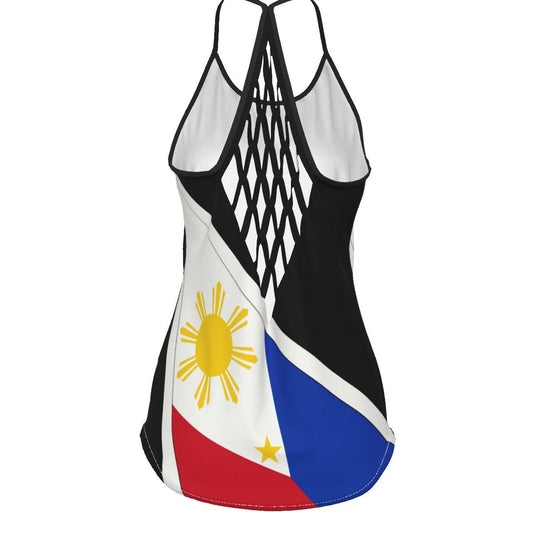 Philippines Flag Women's Criss-Cross Open Back Tank Top