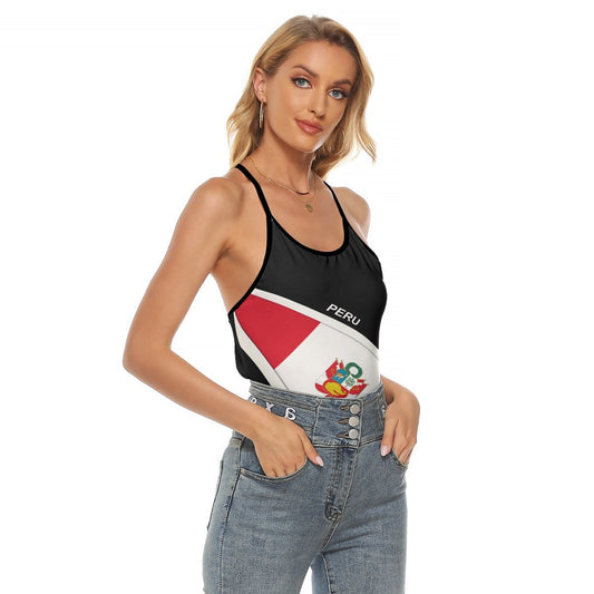 Peru Flag Women's Criss-Cross Open Back Tank Top