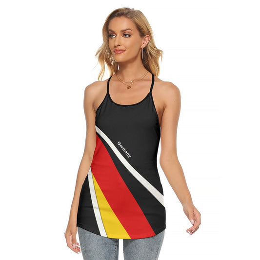 Germany Flag Women's Criss-Cross Open Back Tank Top