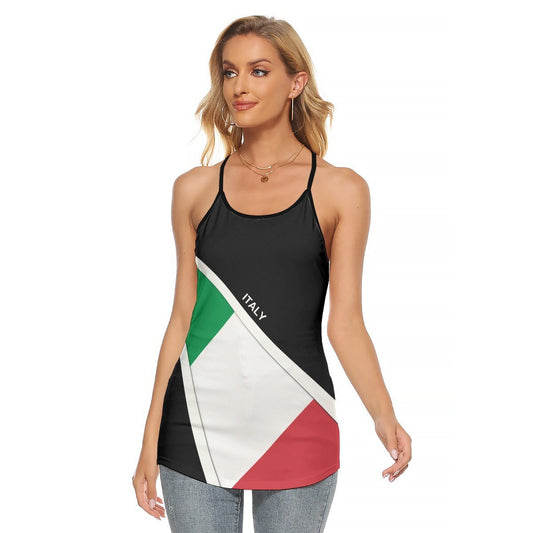 ITALY FLAG Women's Criss-Cross Open Back Tank Top