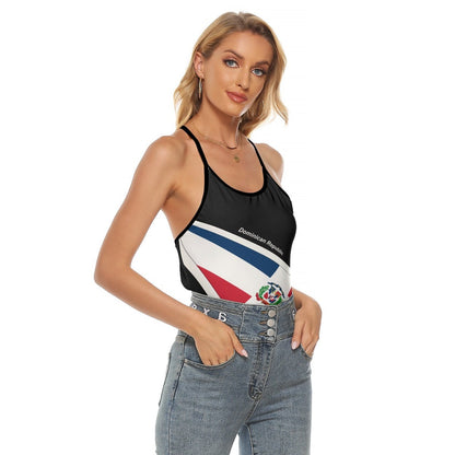 Dominican Republic Flag Women's Criss-Cross Open Back Tank Top