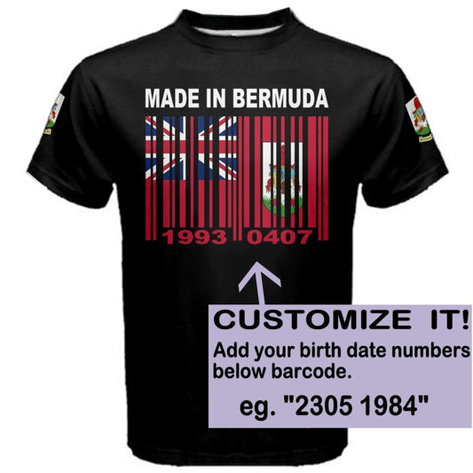 MADE IN BERMUDA Coat Of Arms Flag Custom birth date T-shirt