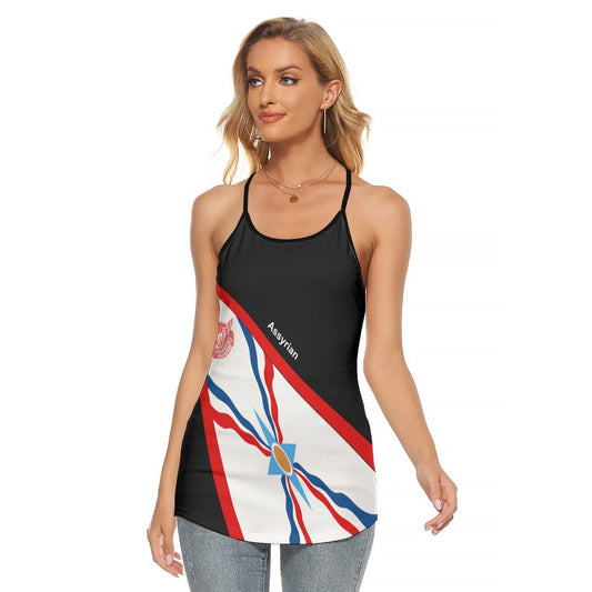 Assyrian Flag Women's Criss-Cross Open Back Assyria Tank Top