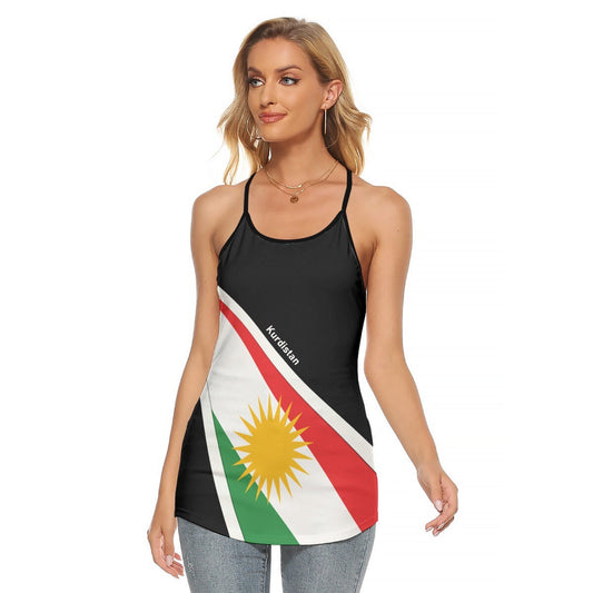 Kurdistan Flag Women's Criss-Cross Open Back Tank Top