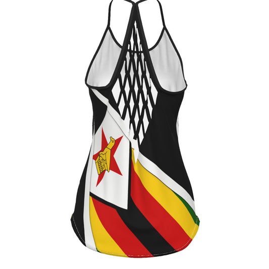 Zimbabwe Flag Women's Criss-Cross Open Back Tank Top