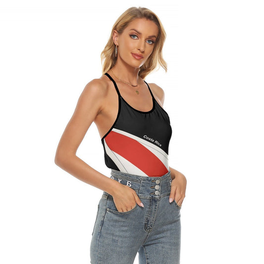 Costa Rica Flag Women's Criss-Cross Open Back Tank Top