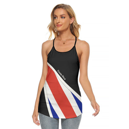 Costa Rica Flag Women's Criss-Cross Open Back Tank Top