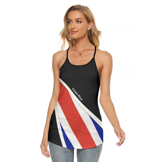 Costa Rica Flag Women's Criss-Cross Open Back Tank Top