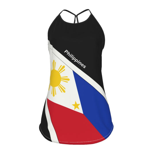 Philippines Flag Women's Criss-Cross Open Back Tank Top