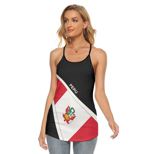 Peru Flag Women's Criss-Cross Open Back Tank Top
