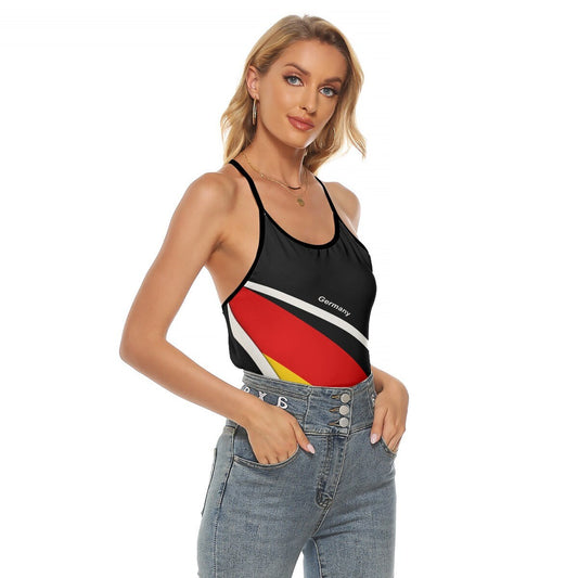 Germany Flag Women's Criss-Cross Open Back Tank Top