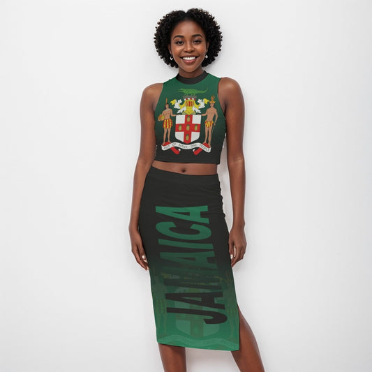 Jamaica Coat of Arms Flag Women's Tank Top & Split High Skirt Set
