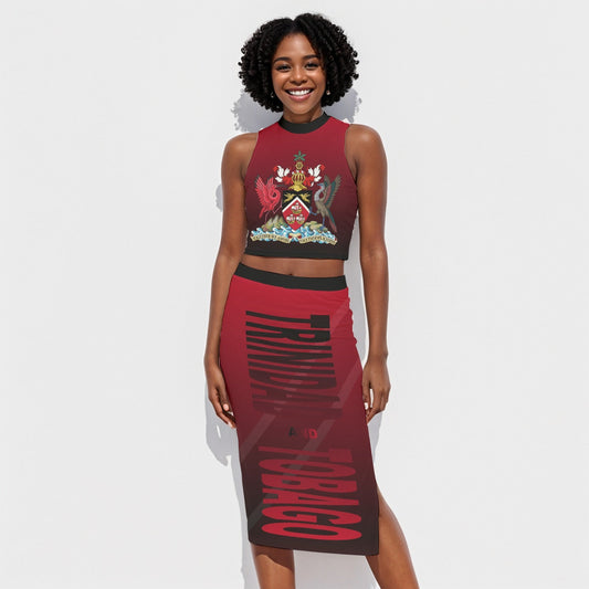 Trinidad and Tobago Flag Women's Tank Top & Split High Skirt Set