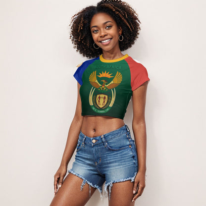 South Africa Flag Women's Raglan Cropped T-shirt