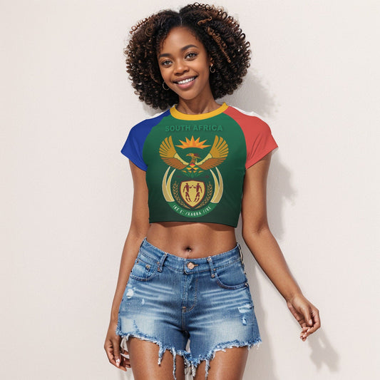 South Africa Flag Women's Raglan Cropped T-shirt