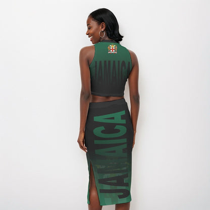 Jamaica Coat of Arms Flag Women's Tank Top & Split High Skirt Set