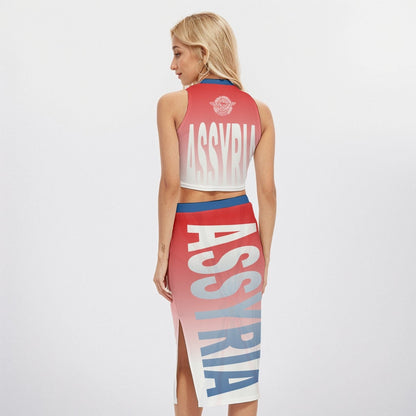 Assyrian Flag Women's Tank Top & Split High Skirt Set
