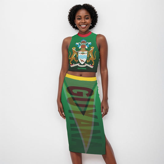 Guyana Coat of Arms Women's Tank Top & Split High Skirt Set