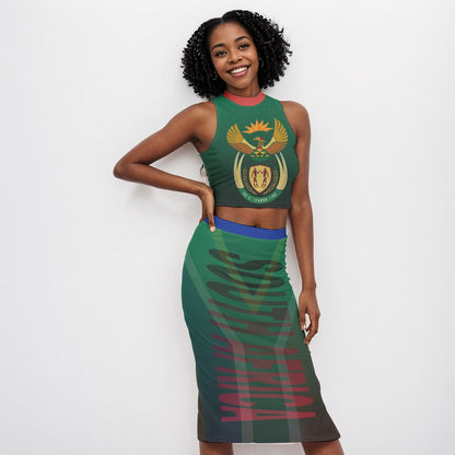 South Africa Flag Coat of Arms Women's Tank Top & Split High Skirt Set