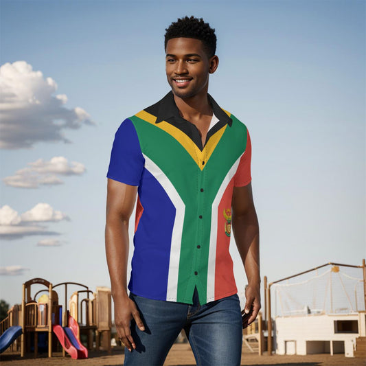 South Africa Coat of Arms Men's Dress Button up Shirt