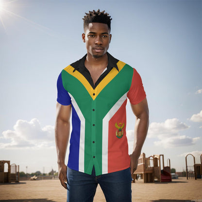 South Africa Coat of Arms Men's Dress Button up Shirt