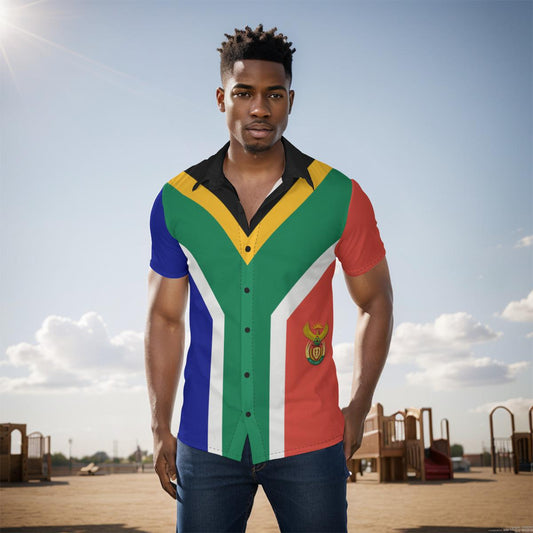 South Africa Coat of Arms Men's Dress Button up Shirt